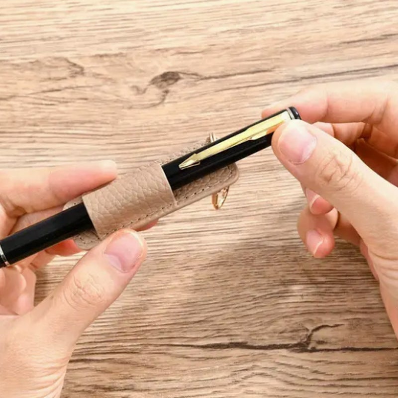 Pen Holder Keychain Pencil Case Portable Leather Pen Holder Pen Holder Key Daily Office Pencil Case Nurse Neck Pen Case - Image 3